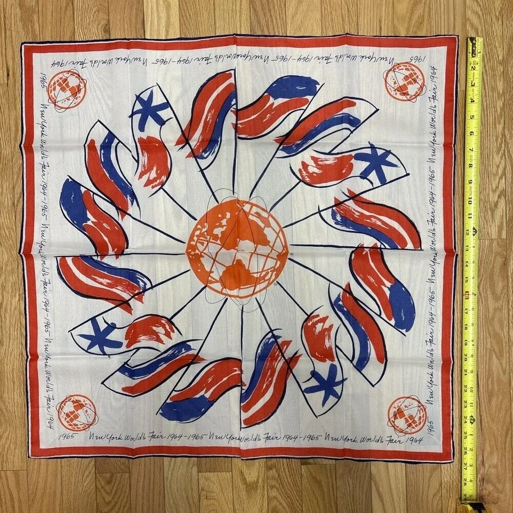 Vintage 1964-1965‎ New York World's Fair Souvenir Scarf Flags Globe